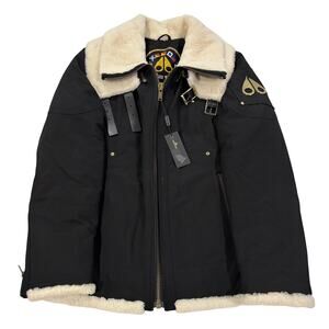 *R42 MOOSE KNUCKLES Men's Shearling Trim Parka Moto Jacket Large